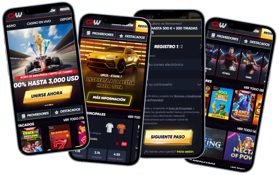 QuickWin Casino en móvil Versión móvil de QuickWin Casino con juegos, apuestas deportivas, registro y promociones